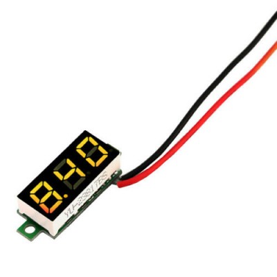 0.28 inch 3.5-30V Two Wire DC Voltmeter Yellow