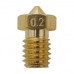 M6 Thread Brass Nozzle V5 V6 UM Compatible - 1.75mm x 0.2mm (for 3D printer)