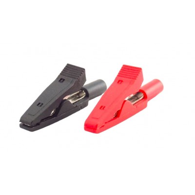 Mini Insulated Alligator Clips to 2mm Banana Socket Jack - Black Red pair