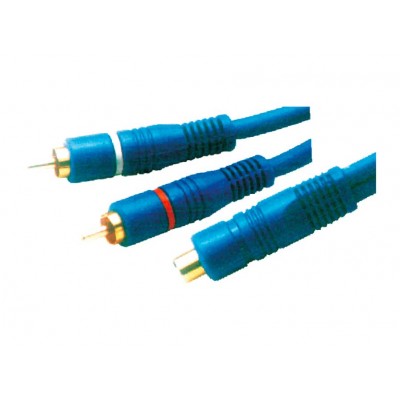 MX 2 RCA Male Plug To MX RCA Female Socket OFC Cable Cord Gold Plated 0.2 Meter (MX-875) - 10 Pieces Pack