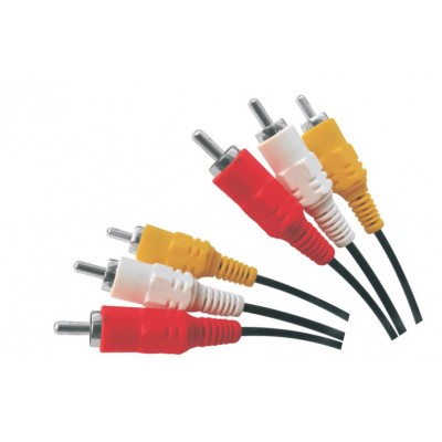 MX 3 RCA Male Plug To MX 3 RCA Male Plug Cord 10 Meters Nickle Plated (MX-734A) - 10 Pieces Pack
