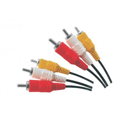 MX 3 RCA Male Plug To MX 3 RCA Male Plug Cord Nickle Plated 3 Meters  (MX-733B) - 10 Pieces Pack