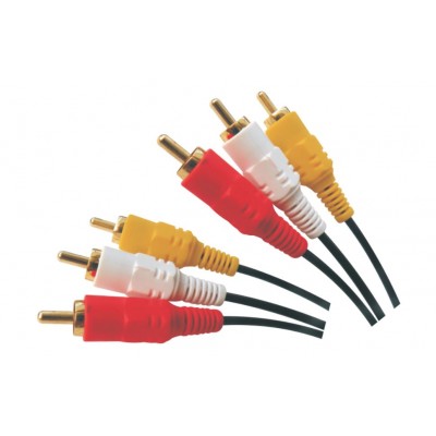 MX 3 RCA Male Plug To MX 3 RCA Male Plug Cord Tip Gold Plated 1.5 Meters  (MX-733A) - 10 Pieces Pack