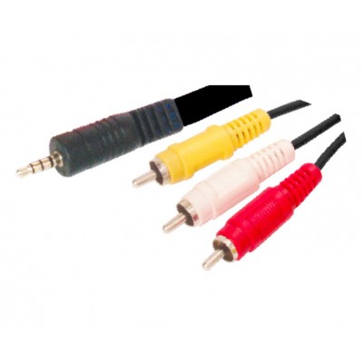 MX 4 Pole EP Stereo Male Plug 3.5mm To MX3 RCA Male Plug VCD Cord For Sony 1.5 Meter (MX-801B) - 10 Pieces Pack MX 4 Pole EP Stereo Male Plug 3.5mm To MX3 RCA Male Plug VCD Cord For Sony 1.5 Meter (MX-801B) - 10 Pieces Pack