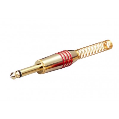 MX 6.35mm P-38 Mono Male Connector Full Metal With Spring Fully Gold Plated (MX-31A) - 20 Pieces Pack MX 6.35mm P-38 Mono Male Connector Full Metal With Spring Fully Gold Plated (MX-31A) - 20 Pieces Pack