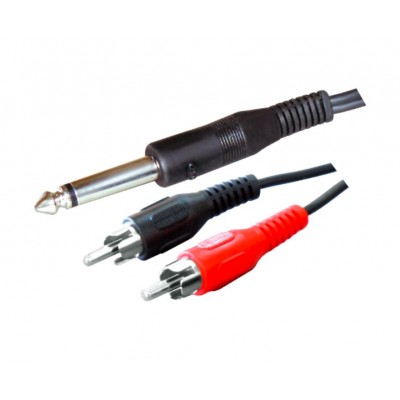 MX 6.35mm P-38 Mono Male Plug To MX 2 RCA Male Plug Cord 5 Meter (MX-644C) - 10 Pieces Pack