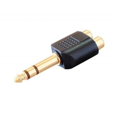 MX 6.35mm P-38 Stereo Male Plug To MX 2 RCA Female Connector Gold Plated (MX-558) MX 6.35mm P-38 Stereo Male Plug To MX 2 RCA Female Connector Gold Plated (MX-558)