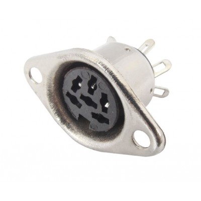 MX DIN Female Connector Metal 6 Pin Socket (MX-125) - 100 Pieces Pack