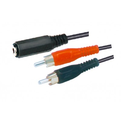 MX EP Stereo Female Socket 3.5mm To MX 2 RCA Male Plug Cord 1.5 Meter (MX-257) - 10 Pieces Pack