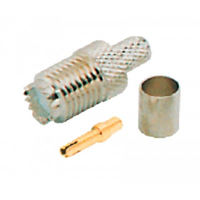 MX Mini UHF Female Connector Crimping Type For RG-58U Cable Pin Gold Plated with Boot (MX-554) - 10 Pieces Pack