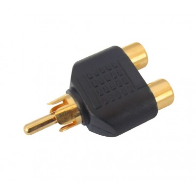 MX T Connector 2 RCA Female Socket To MX 1 RCA Male Plug Connector Gold Plated (MX-545) - 25 Pieces Pack MX T Connector 2 RCA Female Socket To MX 1 RCA Male Plug Connector Gold Plated (MX-545) - 25 Pieces Pack