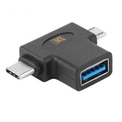 MX USB Type C Male To Micro USB Male + USB A Female 3.0 Adapter (MX-4093) MX USB Type C Male To Micro USB Male + USB A Female 3.0 Adapter (MX-4093)
