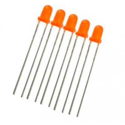 Orange LED - 3mm Diffused - 5 Pieces Pack