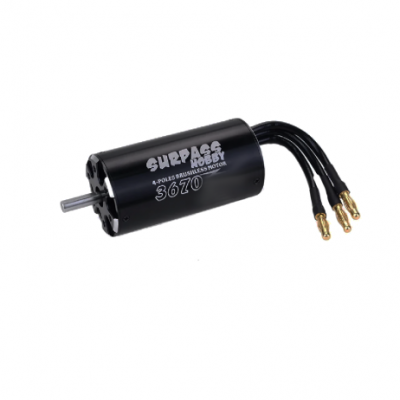 Rocket 3670 brushless rc boat motor 4POLE 5.0mm Black (1550 KV)