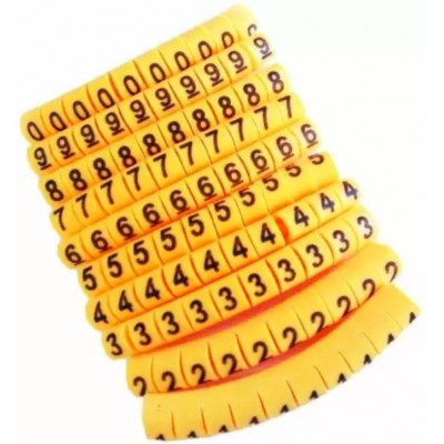 Self Locking Yellow Flexible Cable Marker PVC Ferrules (Numbered 0 to 9) 2.5 sq mm Self Locking Yellow Flexible Cable Marker PVC Ferrules (Numbered 0 to 9) 2.5 sq mm