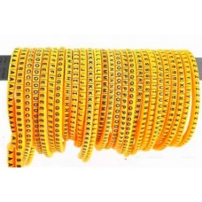 Self Locking Yellow Flexible Cable Marker PVC Ferrules (Numbered A to Z) 6 sq mm