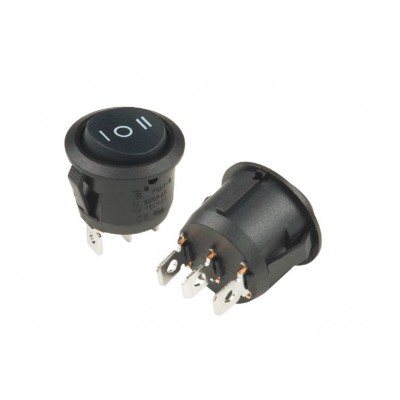 SPDT ON-OFF-ON 3 Pin Round Rocker Switch - Lock Action
