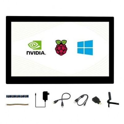 Waveshare 13.3 inch Capacitive Touch Screen LCD with Case V2, 1920 x 1080, HDMI, IPS, Various Systems Support