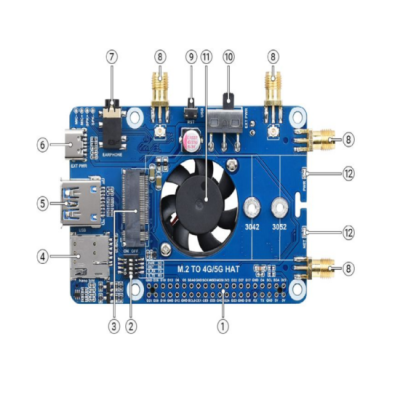 Waveshare SIM7600G-H M.2 4G HAT for Raspberry Pi, LTE CAT4 High Speed, 4G/3G/2G, GNSS, Global Band Waveshare SIM7600G-H M.2 4G HAT for Raspberry Pi, LTE CAT4 High Speed, 4G/3G/2G, GNSS, Global Band