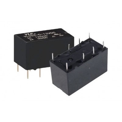 YLE 12V 2A DC YL202-C 8 Pin DPDT PCB Mount Telecom Relay